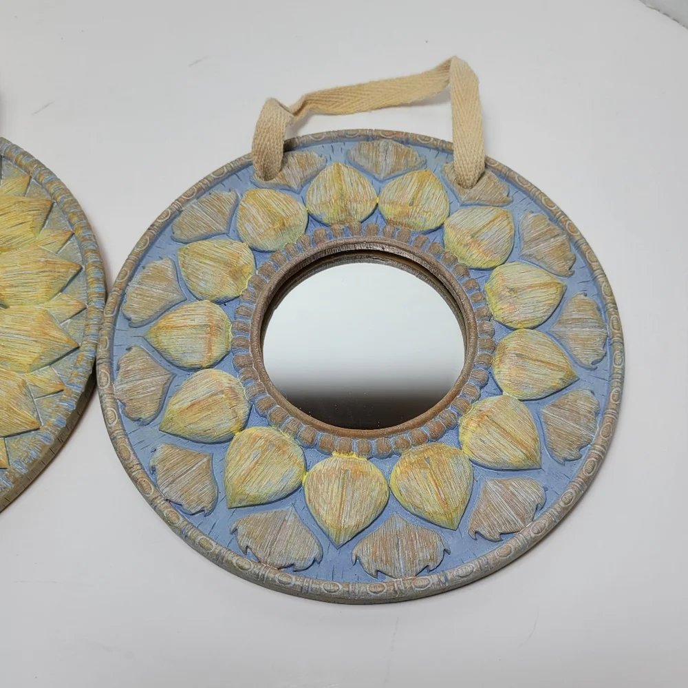 Set of Three Sunflower Theme Wall Decor Mirrors